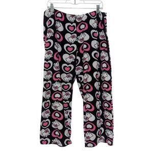 Sanrio Hello Kitty Heart Fleece PJ Pants Womens Size 2X Black Pull On Sleepwear